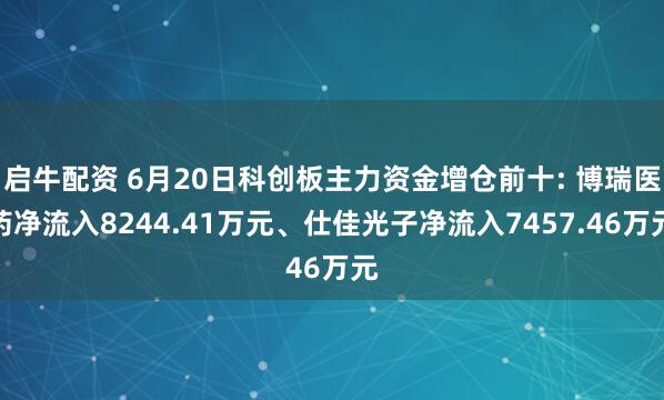 启牛配资 6月20日科创板主力资金增仓前十: 博瑞医药净流入8244.41万元、仕佳光子净流入7457.46万元