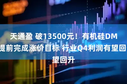 天通盈 破13500元！有机硅DMC提前完成涨价目标 行业Q4利润有望回升